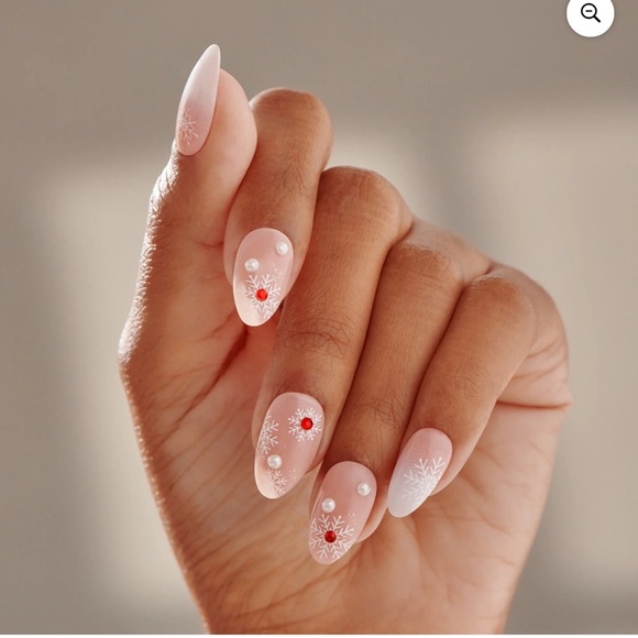 KISS imPRESS Holiday Press on Nails, Timeless Carols, Beige, Medium Almond - Picture 2 of 5